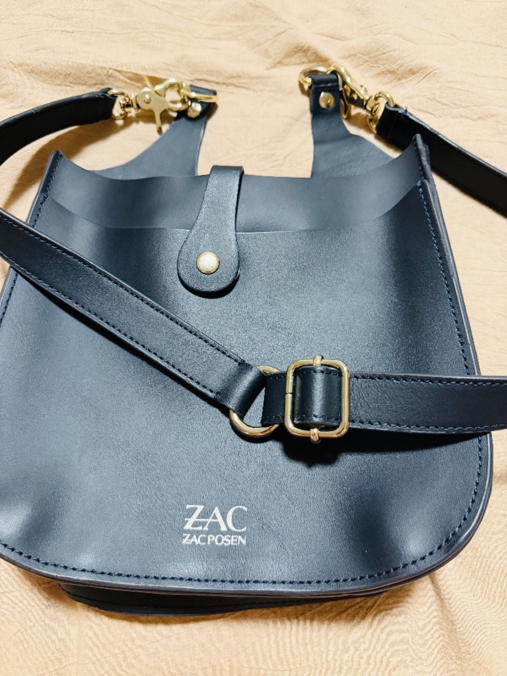 ZAC Zac Posen Belay Crossbody Bucket Bag purse Navy Blue